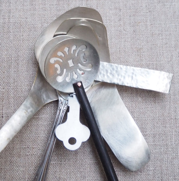 PLATED - key scoop, hammered silverplate spoon MMKS