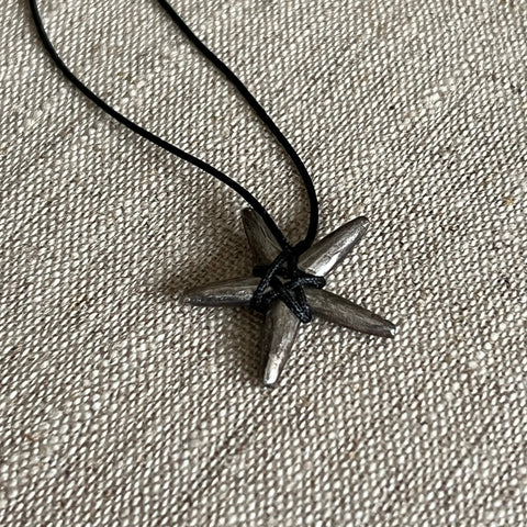 CAST SILVER - oxidised sterling slim silver star necklace