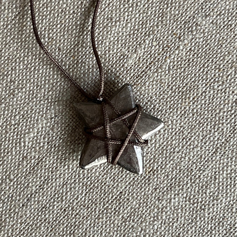 CAST SILVER - oxidised sterling solid silver star necklace