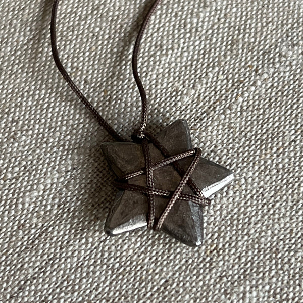 CAST SILVER - oxidised sterling solid silver star necklace