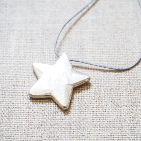 CAST SILVER - silver solid star pendant - carved lost wax necklace MMCSN02