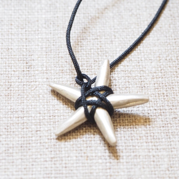 CAST SILVER - silver slim star pendant - carved lost wax necklace MMCSN03