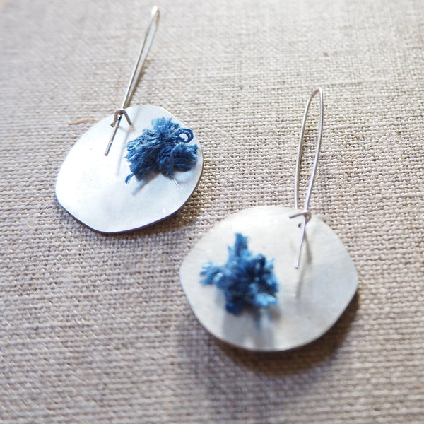 REVIVED - Silver and Silk Stitched Earrings MMRV04