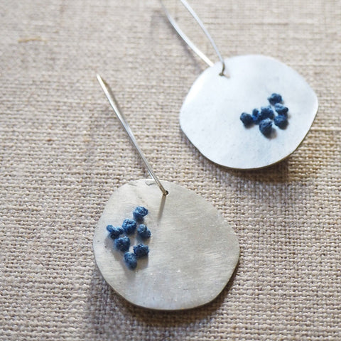 REVIVED - Silver and Silk Stitched Earrings MMRV04