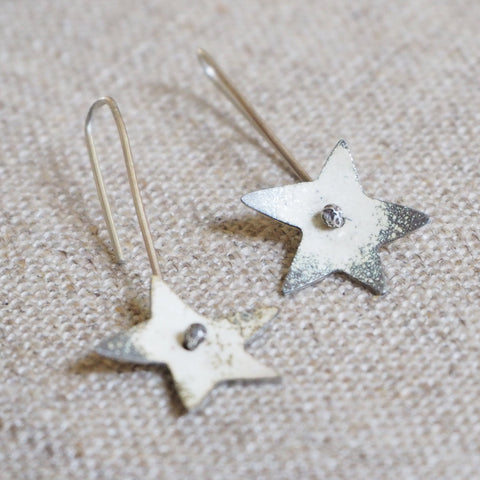 SILVER - silver enamelled star earrings - MMSE02
