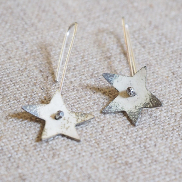 SILVER - silver enamelled star earrings - MMSE02