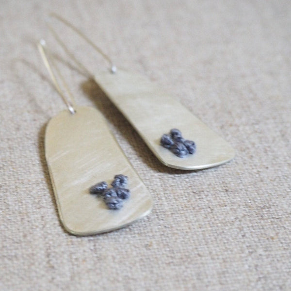 REVIVED - silver and charcoal silk stitched earrings MMRV06