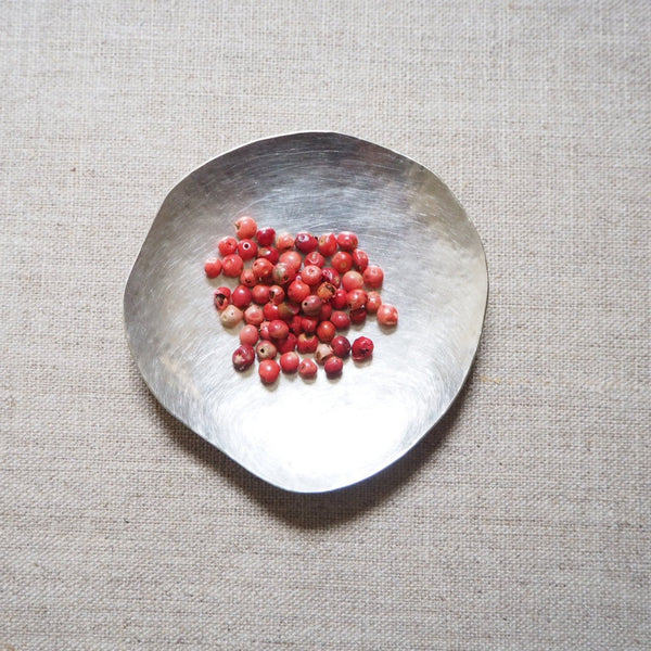 PLATED - large wonky dish, hammered silverplate MMWD01